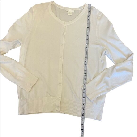 NWOT H&M Basics White Lightweight Tight Knit Button Up Long Sleeve Sweater L - Picture 5 of 8